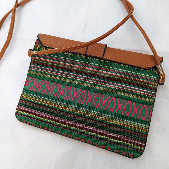 Boho Crossbody Guatemalan Purse, Vegan Leather, NWOT, hippie, festival - Picture 3 of 4
